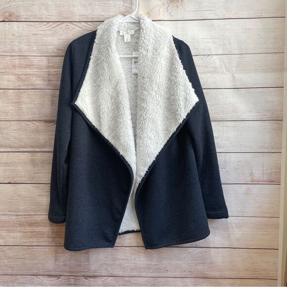 LOFT Jackets & Blazers - NEW WITH‎ TAGS LOFT LOUNGE WATERFALL SHERPA LINED JACKET IN CHARCOAL